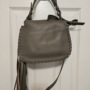 All Saints Mori Lea Gray Leather Crossbody Bag